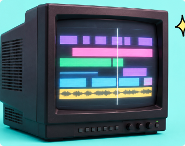 Television displaying an editing timeline